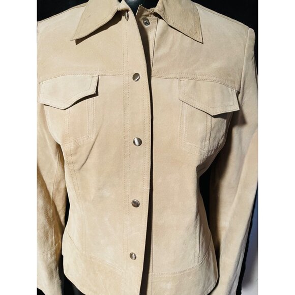 Valerie Steven’s Womens Small Leather Jacket Snap Closure Lined Casual Career - Picture 2 of 7